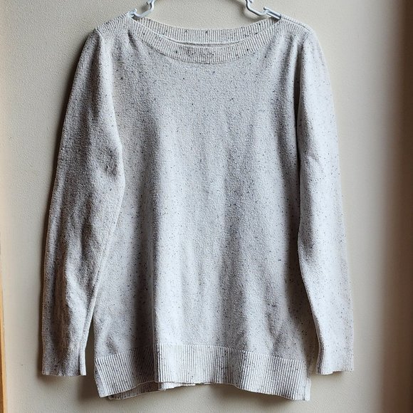 LOFT Oatmeal Speckled Crew Neck Sweater Size Large - Picture 1 of 13